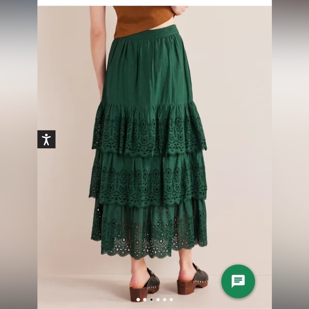 Boden Broderie Cotton Maxi Skirt Chatsworth Green Size 8 NWT - Picture 4 of 7